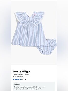 NWT- Tommy Hilfiger Light Blue & White Striped Seersucker top with Bloomer
